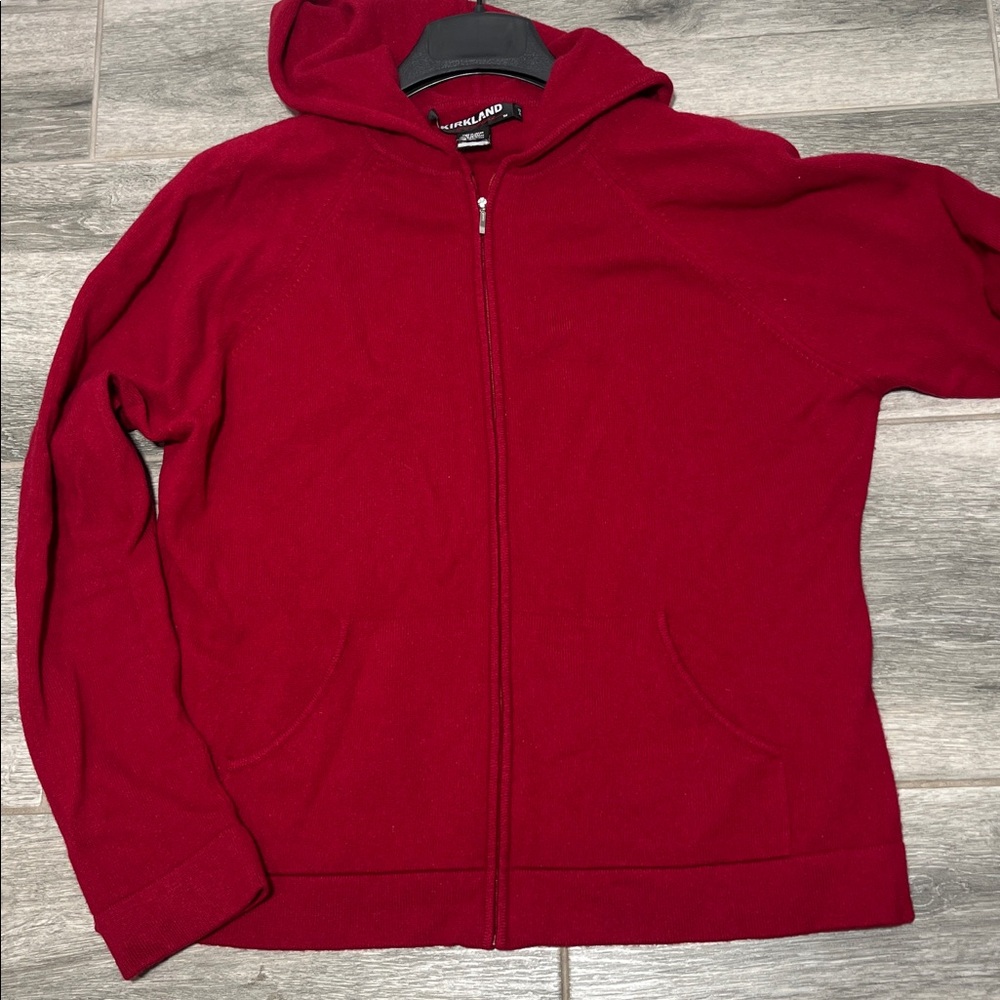 Kirkland Signature 100% cashmere deep Red Full-Zip Hoodie